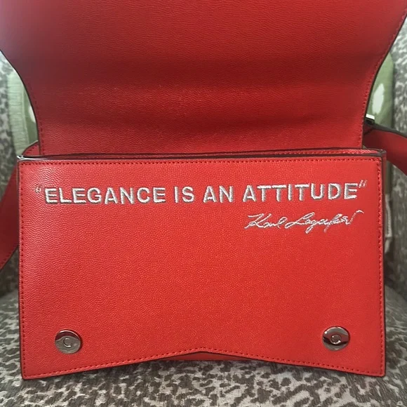 Karl Lagerfeld Red Satchel with Versatile Design NWOT - Picture 3 of 6